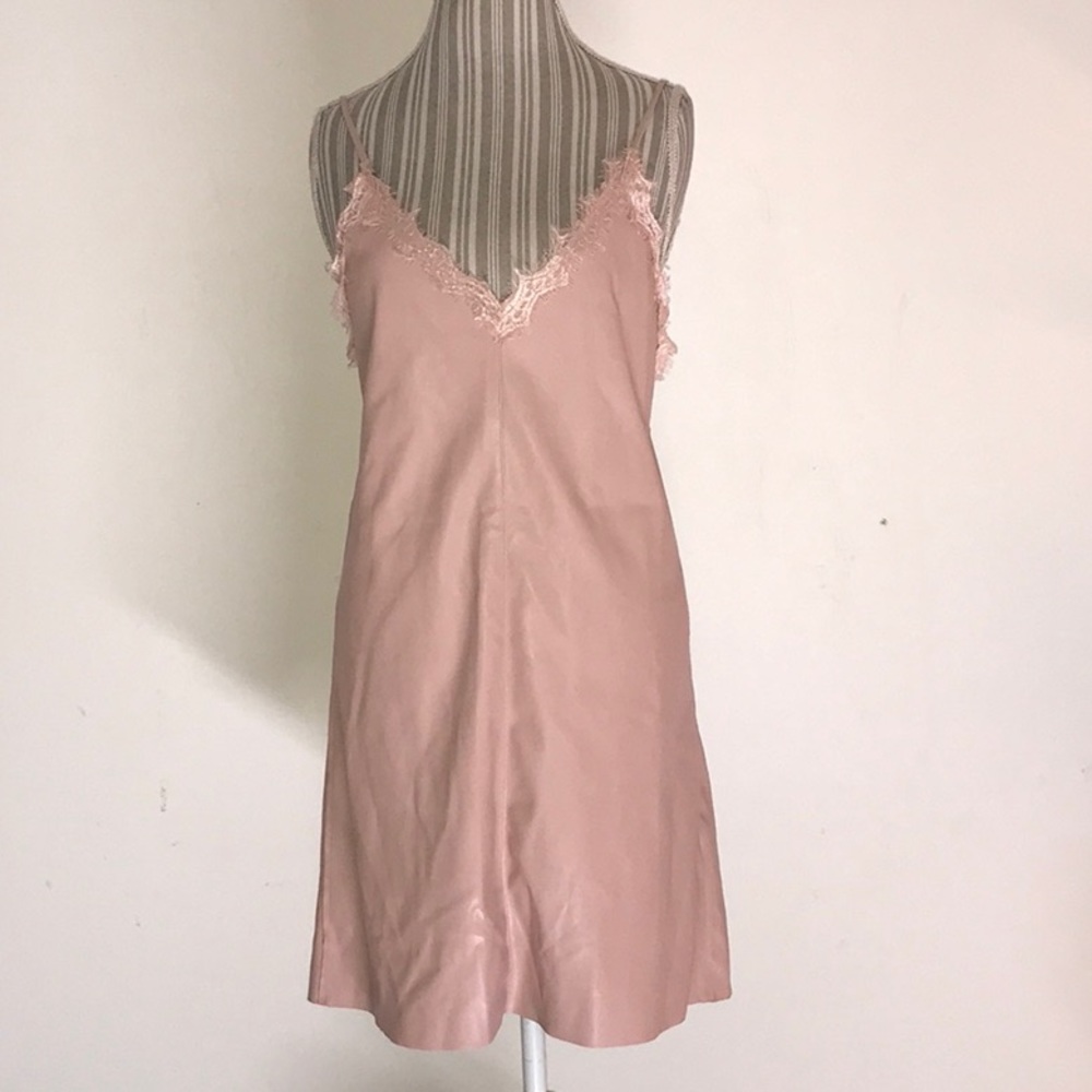 Nasty Gal take on me pink vegan leather slip dress